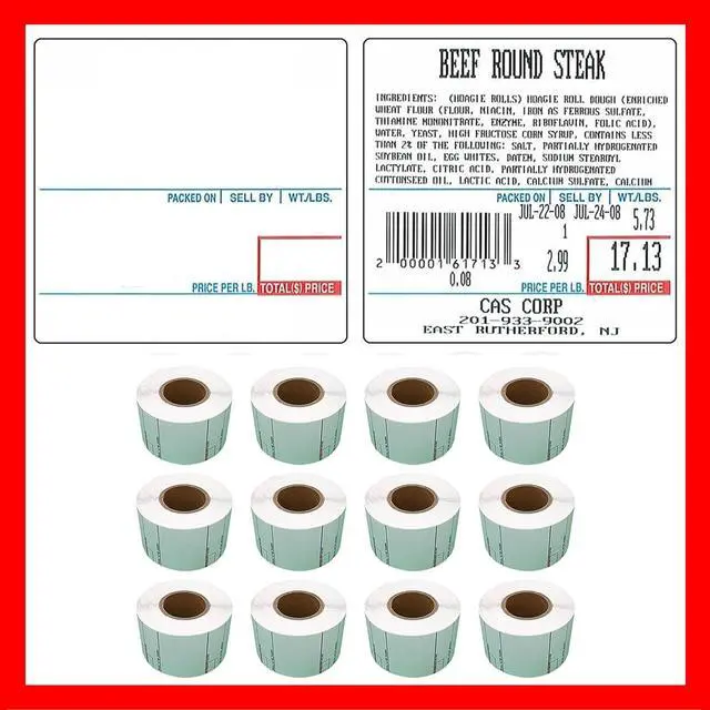 Alt view image 4 of 5 - Labels LST-8020 Thermal 12 Rolls - 6000 Labels Printer Printing Scale Compatible with CAS LP-1000 CL-5000 CL-5500 CL-7200, Easy Weigh LS-100, VisionTech DLP-300 (12 Rolls, 8020)