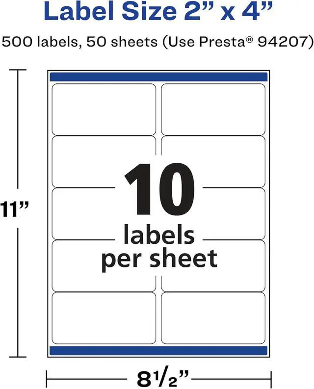 Alt view image 5 of 7 - Avery Matte White Rectangle Labels, Sure Feed Technology, 2" x 4", 500 Matte White Printable Labels