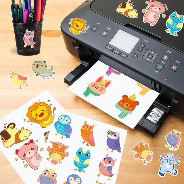 Alt view image 2 of 7 - Lzerking Printable Vinyl Sticker Paper 100 Sheets Waterproof & Quick Dry, Glossy White, for Inkjet & Laser Printers, Compatible with Cricut, 8.5x11 Bulk Pack for DIY & Small Business