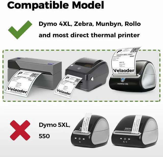 Alt view image 3 of 7 - 4x6 Shipping Labels Compatible with Dymo-4xl 8 Rolls 1760 Thermal Labels, Fits for Dymo LabelWriter 4XL 1744907, Zebra, Rollo, Munbyn Desktop Labeling (Not for 550, 5XL)