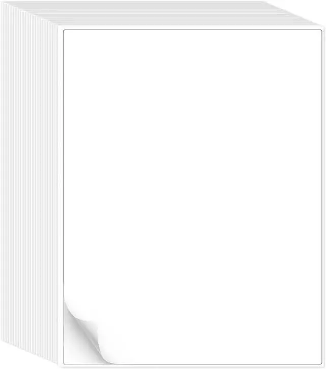 Main image of L LIKED 500 Sheet 8.5 x 11 Full Sheet Label, Matte, White Sticker Paper for Laser & Inkjet, Strong Adhesive (500 PCS)