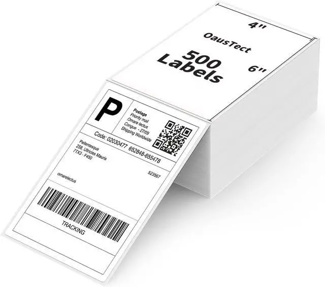 Main image of OausTect 4x6 Shipping Labels, 1000 Count, Direct Thermal, Commercial Grade, Perforated Postage Mailing Labels, Compatible With Rollo Zebra Thermal Printer