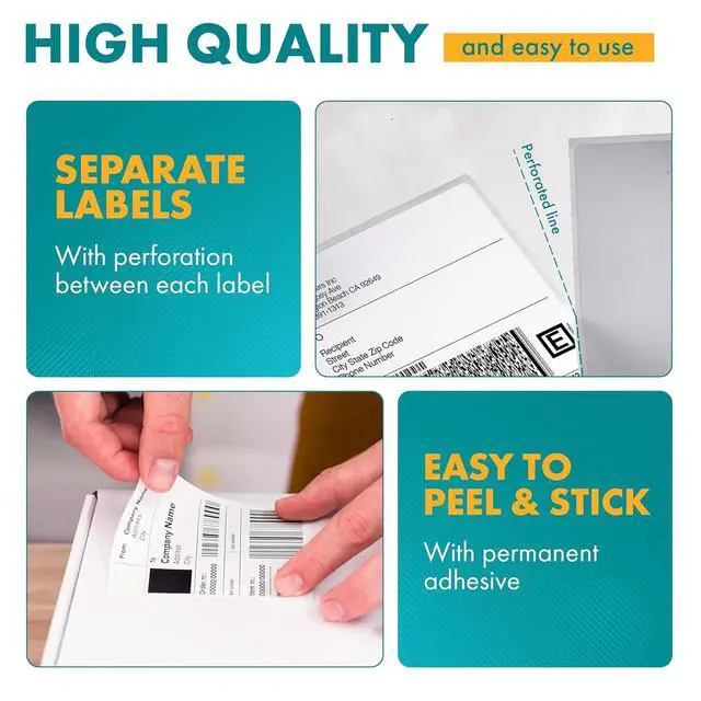 Alt view image 3 of 6 - Shop4Mailers 4x6 Fanfold Direct Thermal White Adhesive Perforated Blank Address Shipping Labels for Packages, Compatible with Zebra & Rollo Printer (3000 Labels)