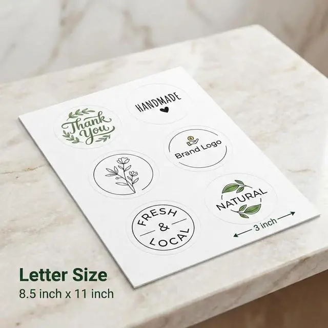 Alt view image 2 of 5 - 3" Round Labels Printable, Matte White Circle Stickers for Inkjet & Laser Printer, Permanent Adhesive Blank Sticker Paper, 40 Sheets, 240 Labels, for Product Merchandising, Favors and Crafts