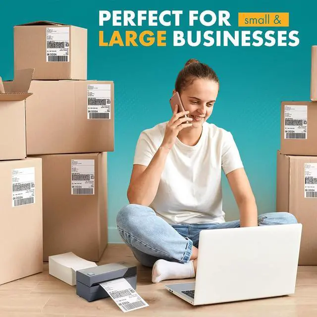 Alt view image 6 of 6 - Shop4Mailers 4x6 Fanfold Direct Thermal White Adhesive Perforated Blank Address Shipping Labels for Packages, Compatible with Zebra & Rollo Printer (3000 Labels)