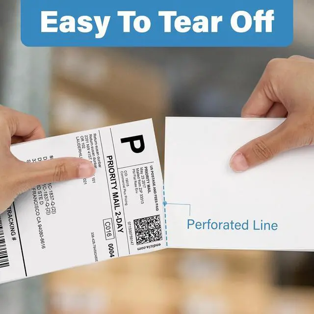 Alt view image 4 of 7 - LotFancy 4x6 Thermal Labels, 500 Shipping Labels with Perforation, Permanent Adhesive, White Mailing Label Stickers, Compatible with Rollo, Zebra Thermal Printers