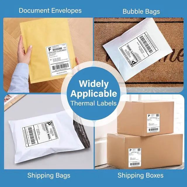 Alt view image 7 of 7 - LotFancy 4x6 Thermal Labels, 500 Shipping Labels with Perforation, Permanent Adhesive, White Mailing Label Stickers, Compatible with Rollo, Zebra Thermal Printers