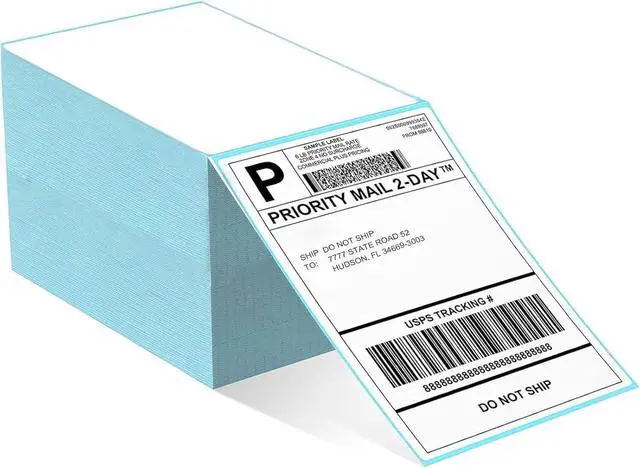 Main image of 4"x6" Thermal Direct Labels, Thermal Shipping Label, Fanfold Thermal Label Printer Paper Compatible with Zebra, MUNBYN and Rollo, Permanent Adhesive (Blue, 500 Labels)