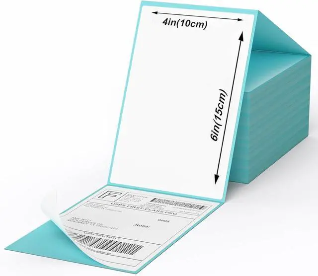 Alt view image 2 of 7 - 4"x6" Thermal Direct Labels, Thermal Shipping Label, Fanfold Thermal Label Printer Paper Compatible with Zebra, MUNBYN and Rollo, Permanent Adhesive (Blue, 500 Labels)