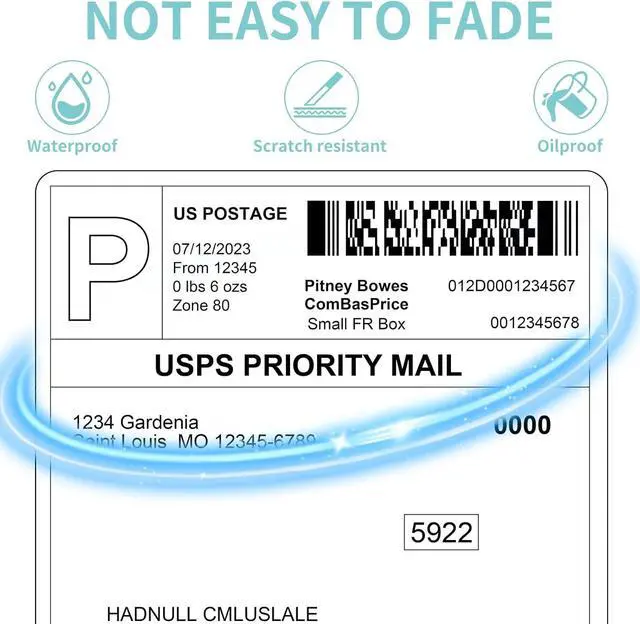 Alt view image 3 of 7 - 4"x6" Thermal Direct Labels, Thermal Shipping Label, Fanfold Thermal Label Printer Paper Compatible with Zebra, MUNBYN and Rollo, Permanent Adhesive (Blue, 500 Labels)