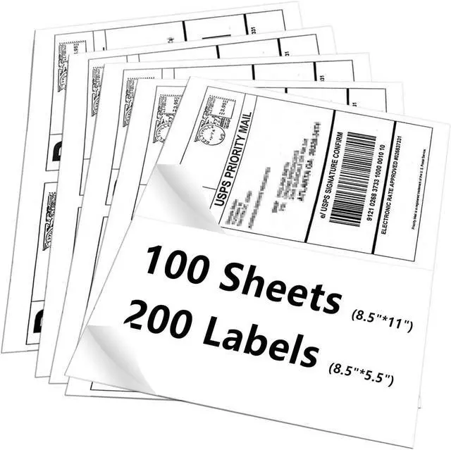 Main image of 9527 Product 8.5" x 5.5" Half Sheet Self Adhesive Shipping Labels for Laser & Inkjet Printers, Easy to Peel Label, 100 Sheet 8.5 x 11 Address Labels, 2 Labels per Sheet (200 Labels)