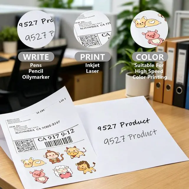 Alt view image 4 of 7 - 9527 Product 8.5" x 5.5" Half Sheet Self Adhesive Shipping Labels for Laser & Inkjet Printers, Easy to Peel Label, 100 Sheet 8.5 x 11 Address Labels, 2 Labels per Sheet (200 Labels)