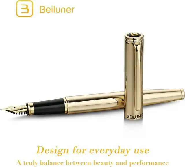 Alt view image 2 of 7 - BEILUNER Gold Fountain Pen,Stunning Luxury Pens with 24K Gold Finish, Gorgeous 24K Gilded Nib(Fine), Trustworthy Pen Gift for Men&Women -Ink Converter-Elegant, Professional, Nice Pen for Writing