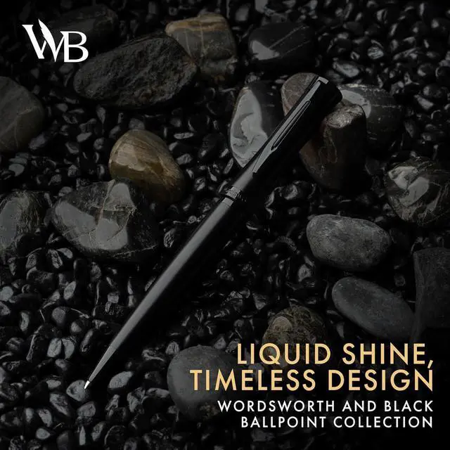 Alt view image 2 of 7 - Wordsworth and Black Ballpoint Pen All Black Lacquer- Stunning Luxury Pen, Ink Refill, Best Gift Set for Men & Women, Refillable, Elegant, Nice Pens, Fine Point