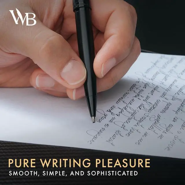 Alt view image 5 of 7 - Wordsworth and Black Ballpoint Pen All Black Lacquer- Stunning Luxury Pen, Ink Refill, Best Gift Set for Men & Women, Refillable, Elegant, Nice Pens, Fine Point