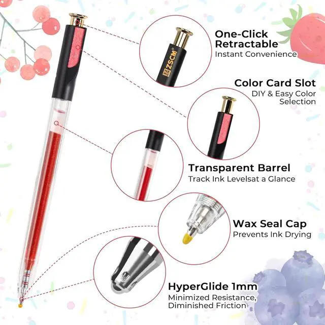 Alt view image 2 of 7 - Retractable Glitter Gel Pens,72 Colors Large Capacity Multicolor Glitter Metallic Gel Ink Pens, 1 mm Fine Point Smooth Writing Color Pens for Adult Coloring Book Note Taking Aesthetic Art Supplies