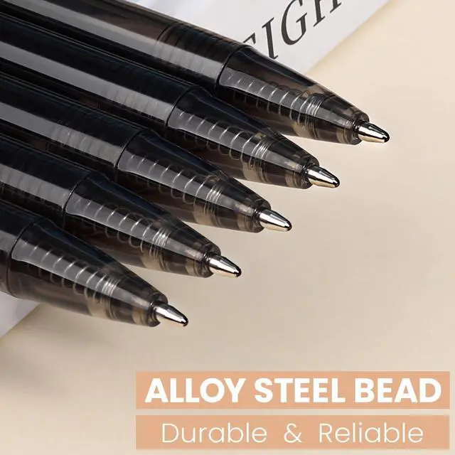 Alt view image 3 of 7 - Black Pens Bulk, 60 Pack Durawrite Retractable Ballpoint Pens Black Ink 1.0mm, Click Pens No Bleed No Skip Smooth & Vivid Writing for Teachers, Students, Restaurant Servers, School & Office Supplies