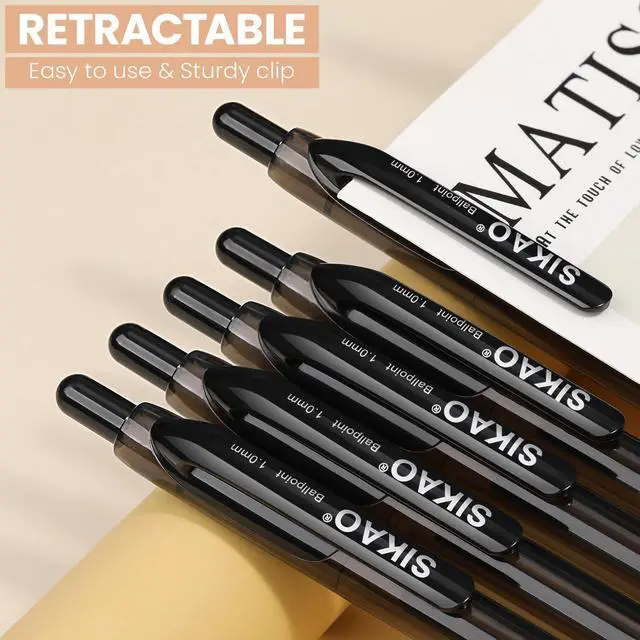 Alt view image 4 of 7 - Black Pens Bulk, 60 Pack Durawrite Retractable Ballpoint Pens Black Ink 1.0mm, Click Pens No Bleed No Skip Smooth & Vivid Writing for Teachers, Students, Restaurant Servers, School & Office Supplies