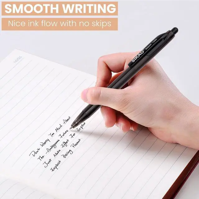 Alt view image 5 of 7 - Black Pens Bulk, 60 Pack Durawrite Retractable Ballpoint Pens Black Ink 1.0mm, Click Pens No Bleed No Skip Smooth & Vivid Writing for Teachers, Students, Restaurant Servers, School & Office Supplies