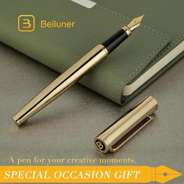 Alt view image 6 of 7 - BEILUNER Gold Fountain Pen,Stunning Luxury Pens with 24K Gold Finish, Gorgeous 24K Gilded Nib(Fine), Trustworthy Pen Gift for Men&Women -Ink Converter-Elegant, Professional, Nice Pen for Writing