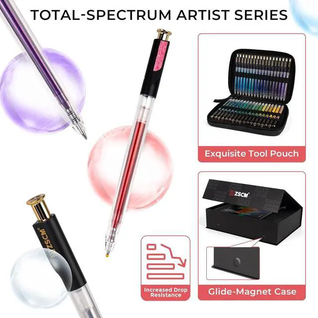 Alt view image 5 of 7 - Retractable Glitter Gel Pens,72 Colors Large Capacity Multicolor Glitter Metallic Gel Ink Pens, 1 mm Fine Point Smooth Writing Color Pens for Adult Coloring Book Note Taking Aesthetic Art Supplies