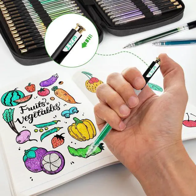 Alt view image 6 of 7 - Retractable Glitter Gel Pens,72 Colors Large Capacity Multicolor Glitter Metallic Gel Ink Pens, 1 mm Fine Point Smooth Writing Color Pens for Adult Coloring Book Note Taking Aesthetic Art Supplies