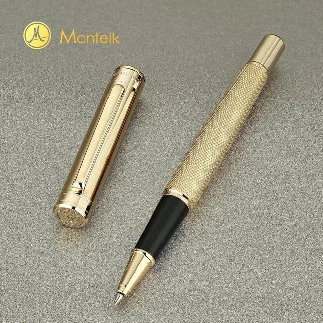 Alt view image 3 of 7 - MCNTEIK Gold Rollerball Pen, Stunning Luxury Pen with Mesh Texture Design and 24K Gold Finish, Fancy Gift Set for Men & Women, Business Signature, Executive, Office, Nice Fancy Designer Pens