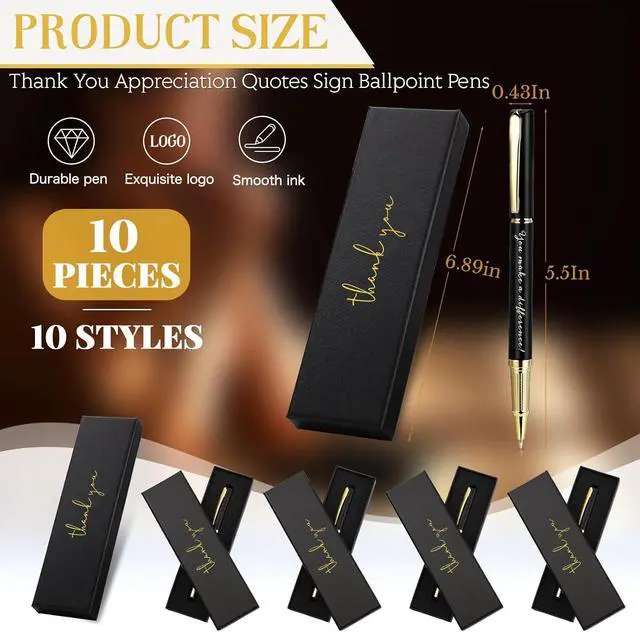 Alt view image 2 of 7 - PerKoop 10 Sets Thank You Gifts Appreciation Pens with Boxes for Employee Coworker Team Awards Fathers Day Party Favors Bulk Office Supplies Inspirational Gifts(Black,Mixed)