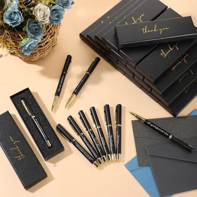 Alt view image 3 of 7 - PerKoop 10 Sets Thank You Gifts Appreciation Pens with Boxes for Employee Coworker Team Awards Fathers Day Party Favors Bulk Office Supplies Inspirational Gifts(Black,Mixed)