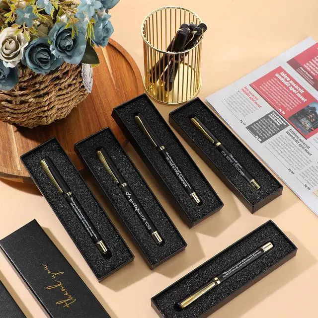 Alt view image 5 of 7 - PerKoop 10 Sets Thank You Gifts Appreciation Pens with Boxes for Employee Coworker Team Awards Fathers Day Party Favors Bulk Office Supplies Inspirational Gifts(Black,Mixed)