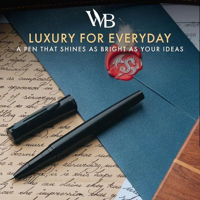 Alt view image 6 of 7 - Wordsworth and Black Rollerball Pen - Luxury Pen - All Black Lacquer Finish, Ink Refill, Refillable Gift for Men & Women, Professional Writing, Nice and Fancy Pens and for Work