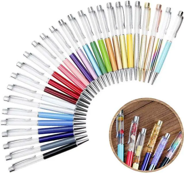 Main image of Colorful Fillable Ink Empty Tube Ballpoint Pens Floating DIY Pens,Building Your Favorite Liquid Sand for Easter Gift 27 Pack