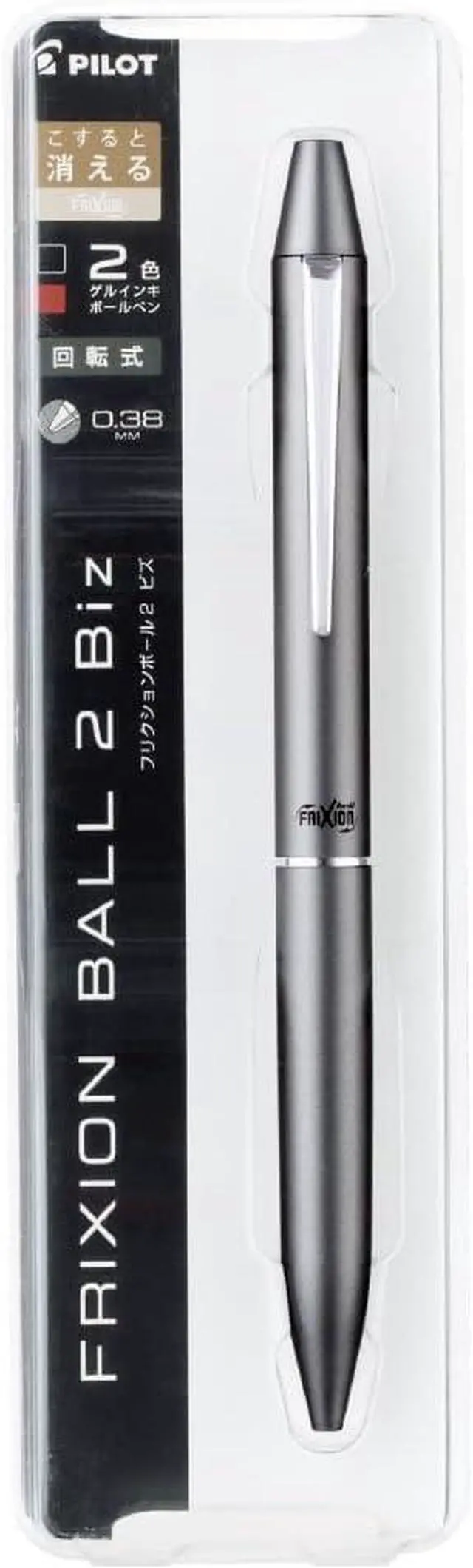 Alt view image 2 of 5 - Pilot Frixion Ballpoint Pen, Firxion Biz 2, Black & Red Ink, Gray (LFBT-3SUF-GY)