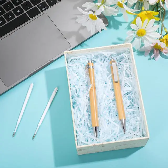 Alt view image 5 of 7 - Fainne Bamboo Retractable Ballpoint Pen Engraving Wooden Black Ink 1mm Thank You Wooden Pens Writing Office School Supplies for Teacher Coworker Student Journal Graduation Gifts(40 Pcs)