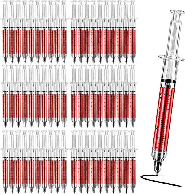 Main image of Ballpoint Pens, 60-Pack Bulk Writing Pens for Office Use Syringe-Style Medical Design, Black Ink