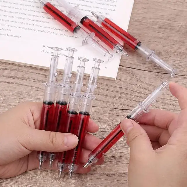 Alt view image 2 of 7 - Ballpoint Pens, 60-Pack Bulk Writing Pens for Office Use Syringe-Style Medical Design, Black Ink