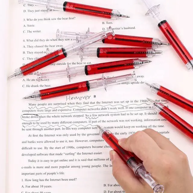 Alt view image 3 of 7 - Ballpoint Pens, 60-Pack Bulk Writing Pens for Office Use Syringe-Style Medical Design, Black Ink