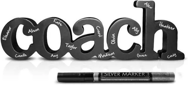 Main image of ChalkTalkSPORTS Coach Gift - Autograph Ready Coach Wood Word Sign with Pen - Handcrafted Ready to Sign Team Gift