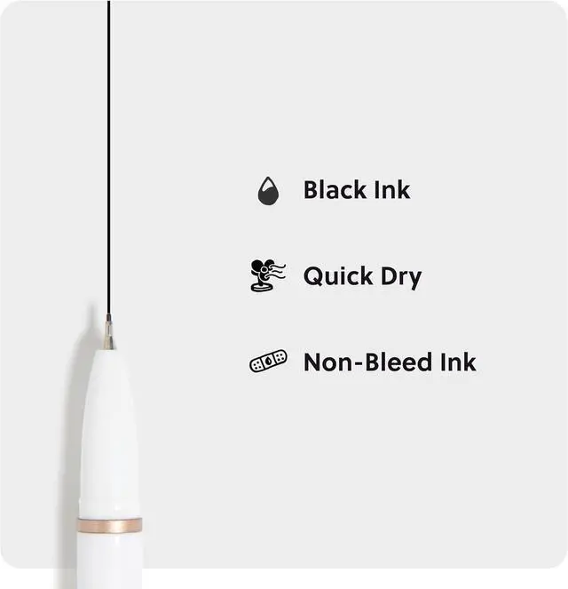 Alt view image 4 of 6 - U Brands Catalina Felt Tip Pens, Set of 12, White and Rose Gold, Medium (0.7 mm) Point, Black Ink