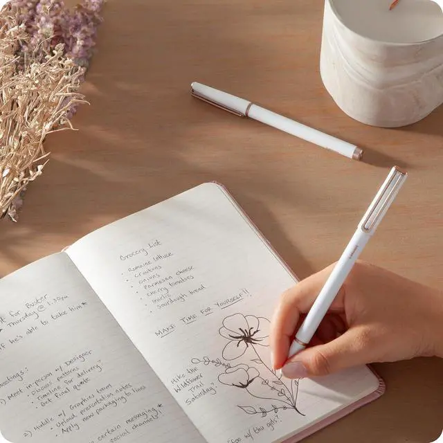 Alt view image 6 of 6 - U Brands Catalina Felt Tip Pens, Set of 12, White and Rose Gold, Medium (0.7 mm) Point, Black Ink