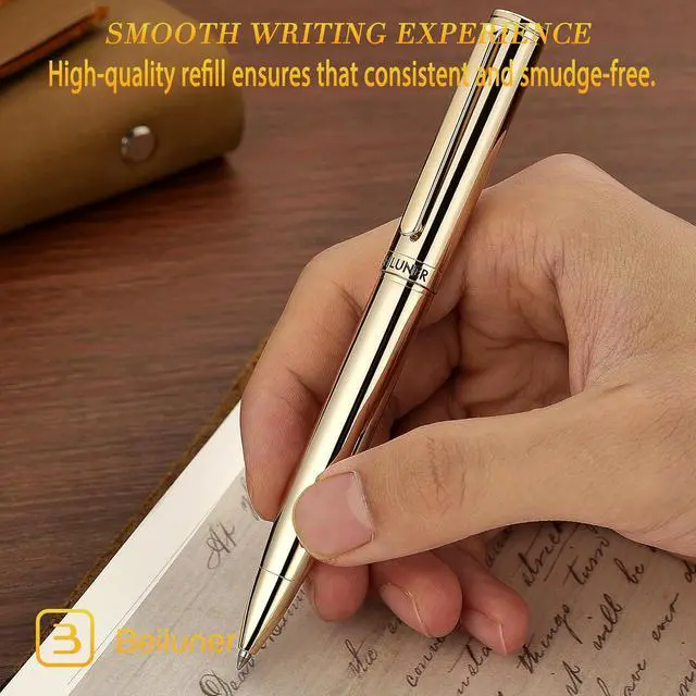 Alt view image 4 of 7 - BEILUNER Gold Gel Pen, Stunning Luxury Pens with 24K Gold Plating, Black Ink Refill, Executive Gift Set for Family & Friends, Writing, Fancy, Office, Retractable, Graduation Gifts, Nice Designer Pens