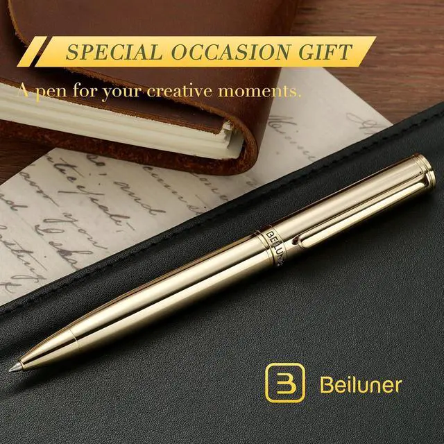 Alt view image 6 of 7 - BEILUNER Gold Gel Pen, Stunning Luxury Pens with 24K Gold Plating, Black Ink Refill, Executive Gift Set for Family & Friends, Writing, Fancy, Office, Retractable, Graduation Gifts, Nice Designer Pens