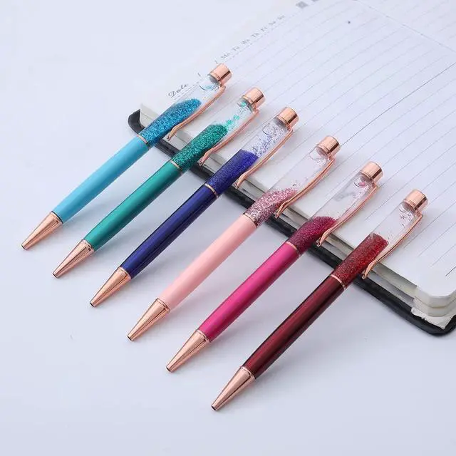 Alt view image 3 of 7 - Oddmoal Fancy Metal Ballpoint Pens Floating Glitter Dynamic Liquid Sand Pen for Office Supplies, Black Ink, 12 Count(Mixed Color)