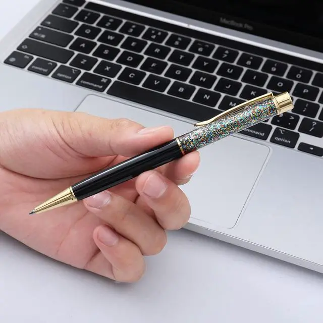 Alt view image 7 of 7 - Oddmoal Fancy Metal Ballpoint Pens Floating Glitter Dynamic Liquid Sand Pen for Office Supplies, Black Ink, 12 Count(Mixed Color)