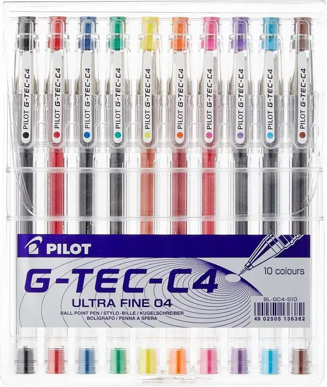 Main image of Pilot G - Tec C4 Gel Microtip Rollerball 0.4 mm - Assorted, Pack of 10