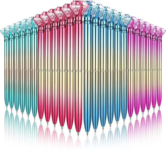 Main image of Gersoniel 24 Pcs Big Crystal Diamond Pens Diamond Top Pens Bling Ballpoint Pen Black Ink Rhinestones Pen for Graduation Women School Office Supplies Wedding Birthday Present, 4 Colors(Colorful Style)
