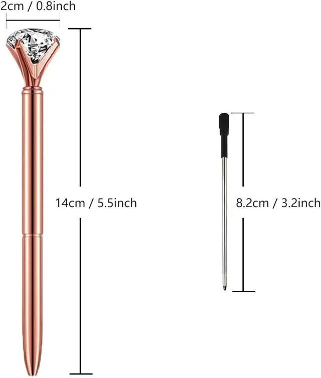 Alt view image 4 of 6 - Oddmoal Diamond Pens Fun Fancy Crystal Diamond Pen For Women, Bling Metal Pens, Black Ink, 18 Count(Mixed Colors)
