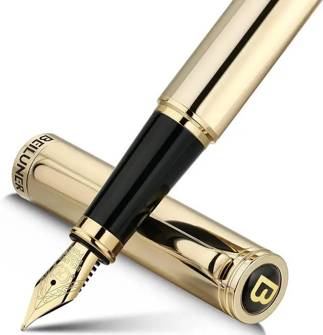 Main image of BEILUNER Gold Fountain Pen,Stunning Luxury Pens with 24K Gold Finish, Gorgeous 24K Gilded Nib(Medium), Fancy Pen Gift Set for Men&Women -Ink Converter-Elegant,Office,Nice Pen for Writing