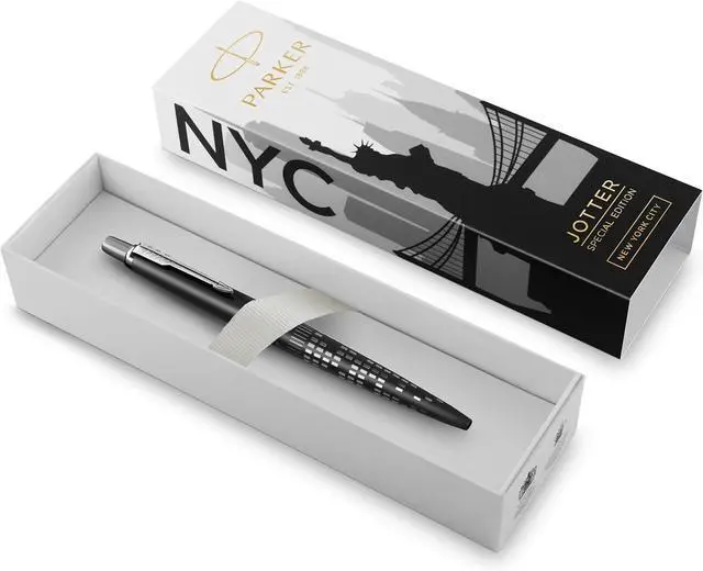 Main image of Parker Jotter Ballpoint Pen | Special Edition | NYC Black CT | Medium Point with Blue Ink | Gift Box