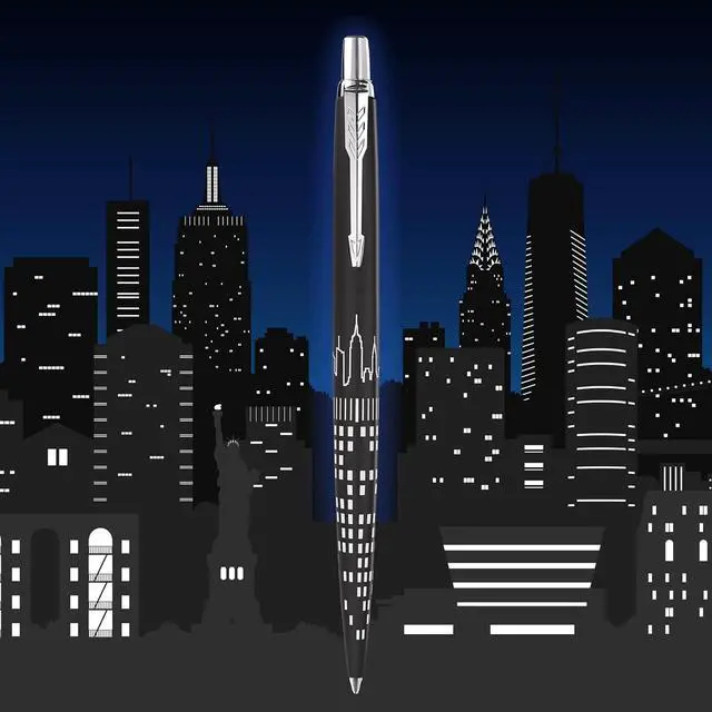 Alt view image 2 of 5 - Parker Jotter Ballpoint Pen | Special Edition | NYC Black CT | Medium Point with Blue Ink | Gift Box